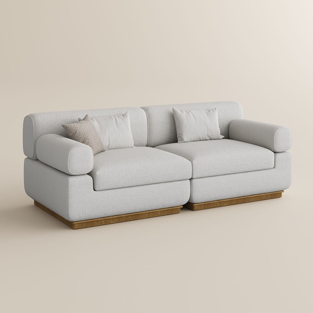 Bedroom Beige Chenille Modular Sofas