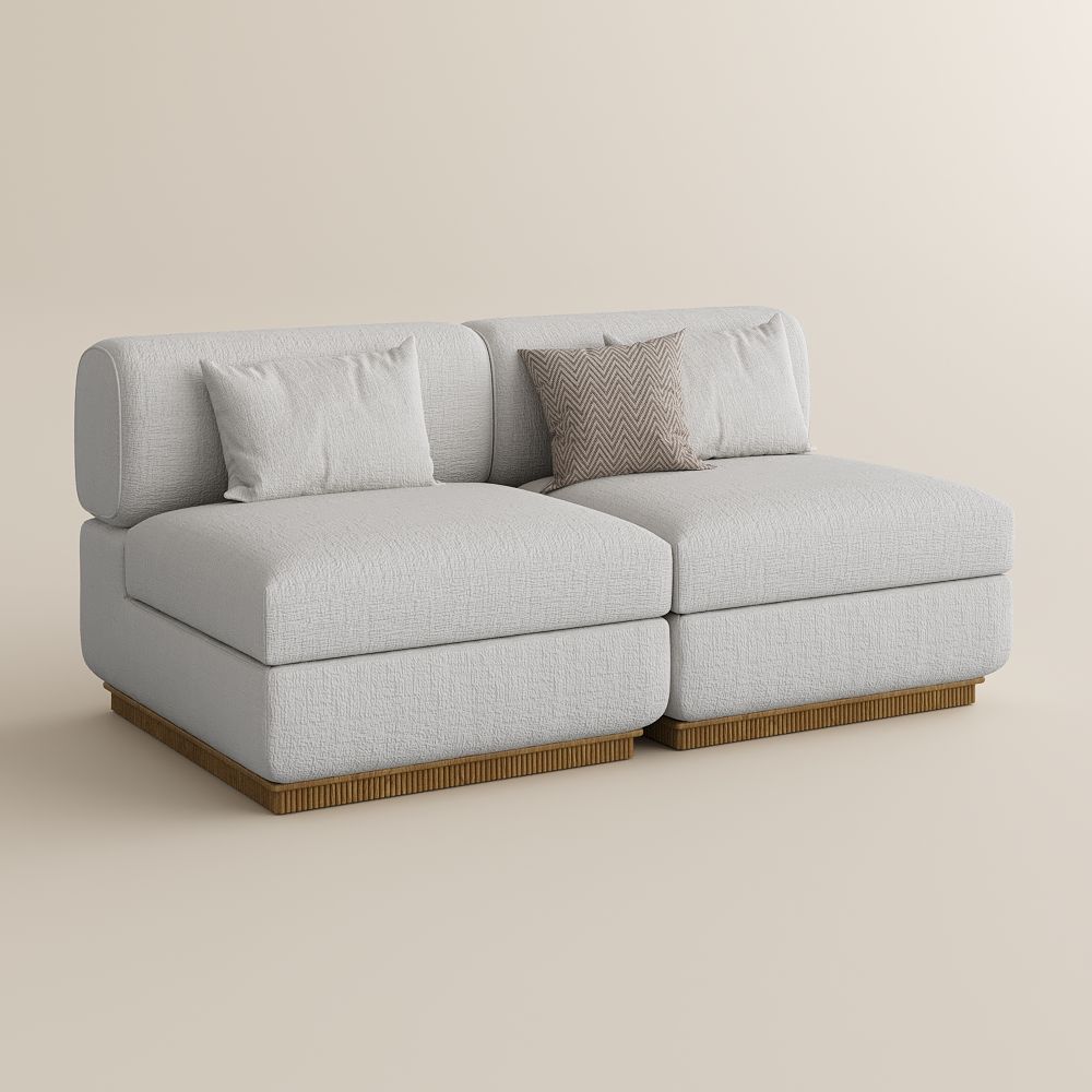 Beige Beige Chenille Modular Sofas