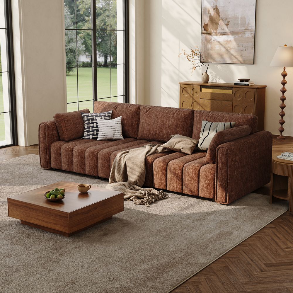 Brown Chenille Modular Sofas