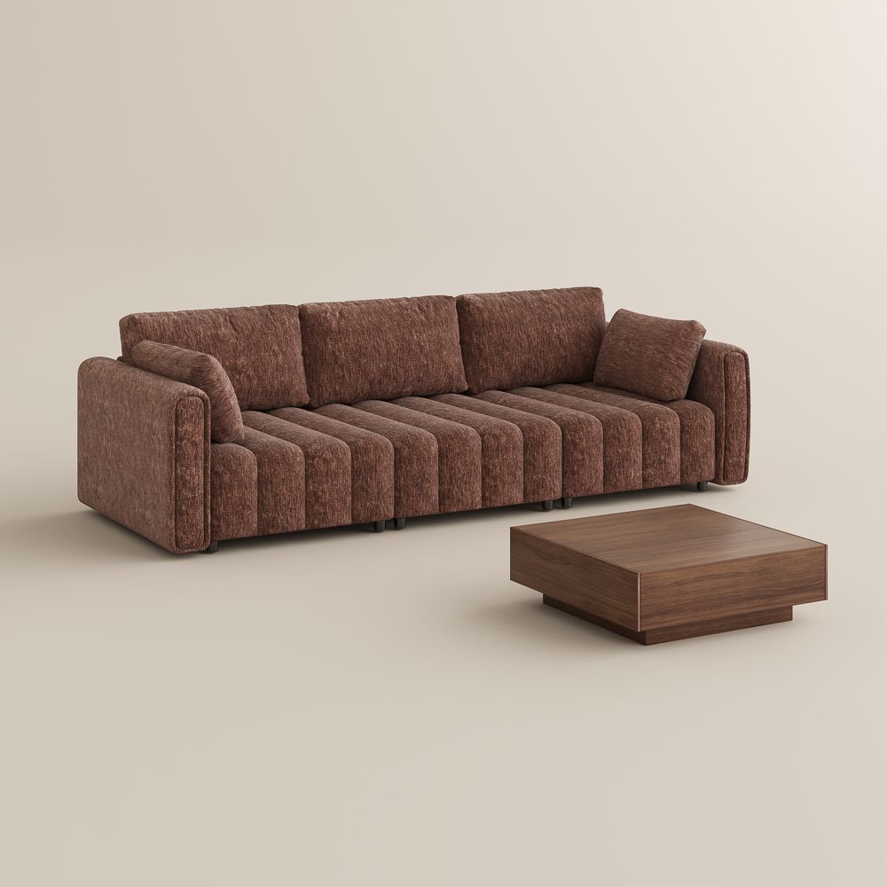 Brown Chenille Modular Sofas