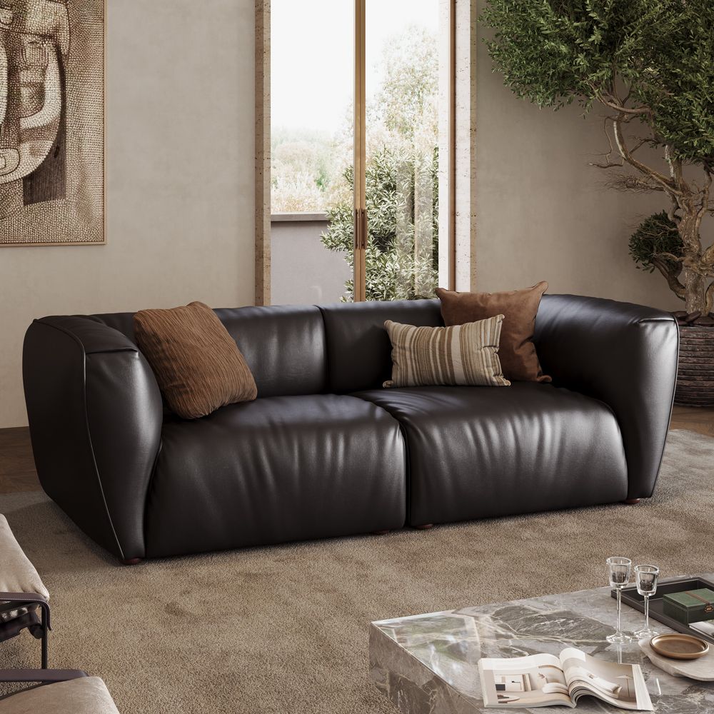 Black Black Leather Modular Sofas