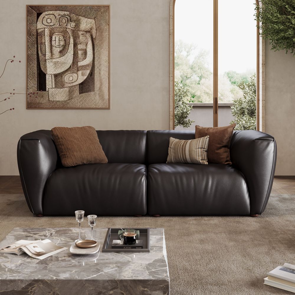 Sofas & Loveseats Black Leather Modular Sofas