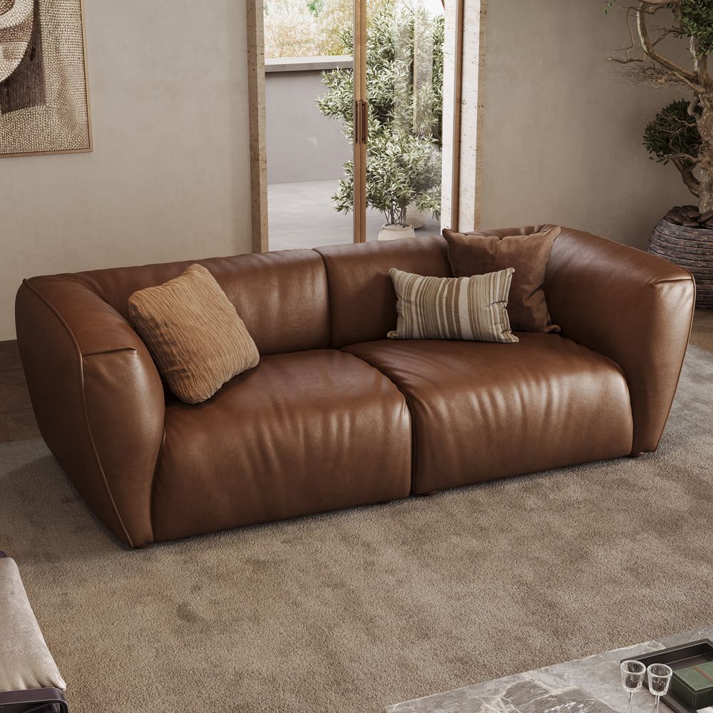 Spring Brown Leather Modular Sofas