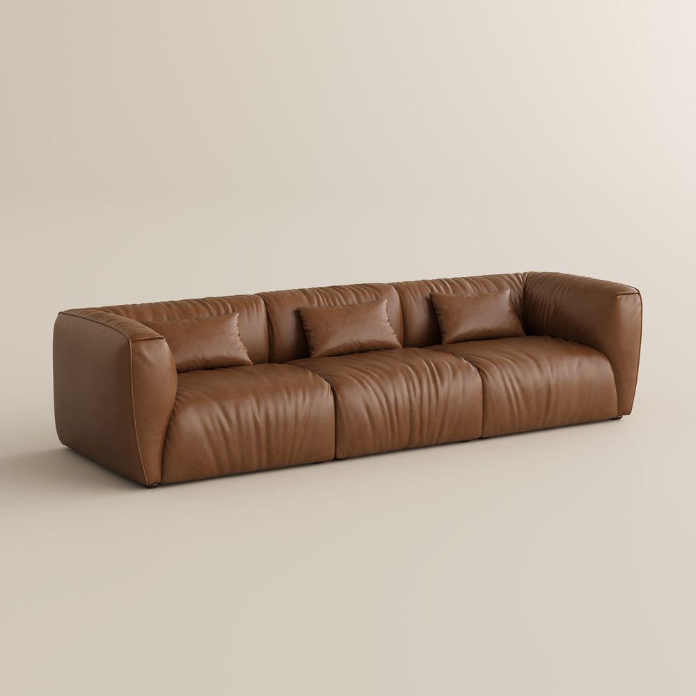 Apartment Brown Leather Modular Sofas