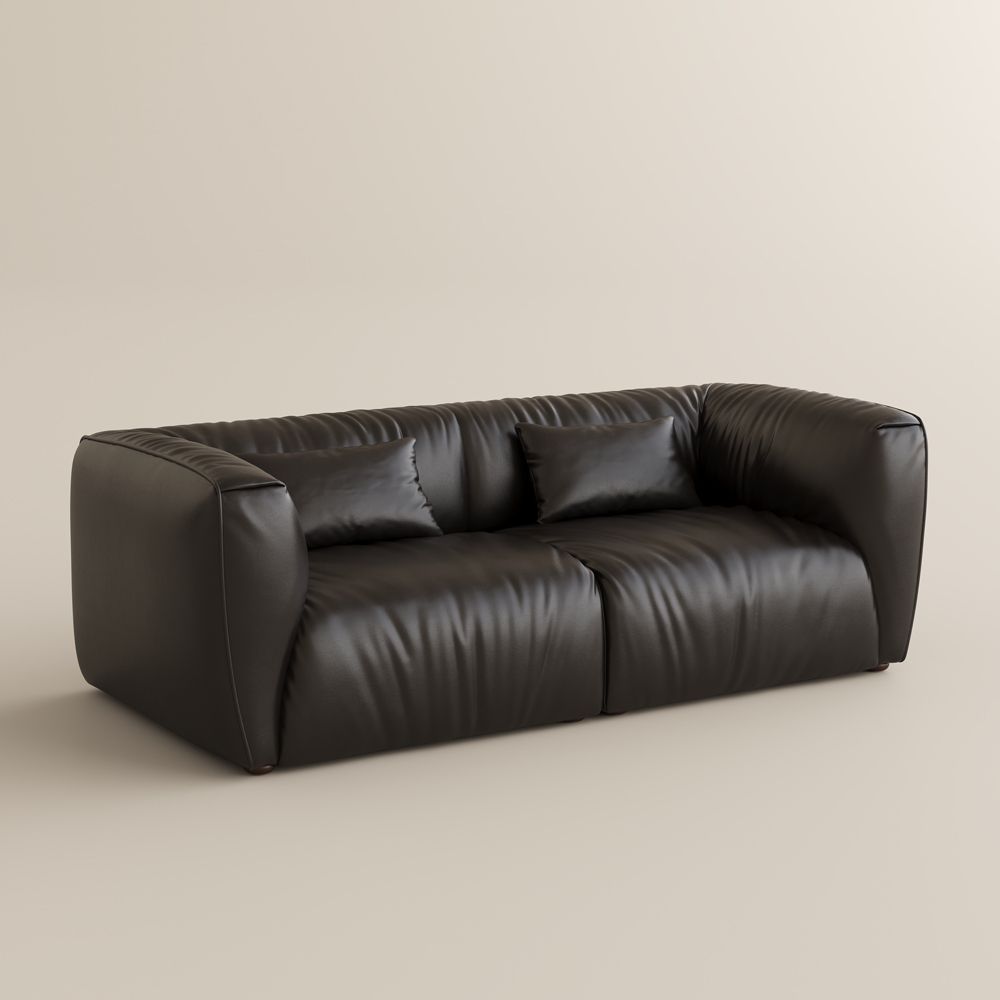 2 Seaters Black Leather Modular Sofas