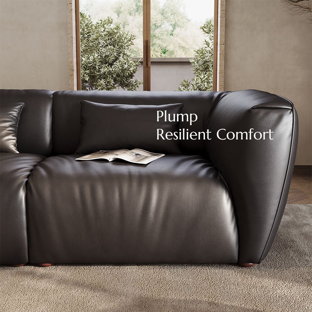 Mid Century Modern Black Leather Modular Sofas