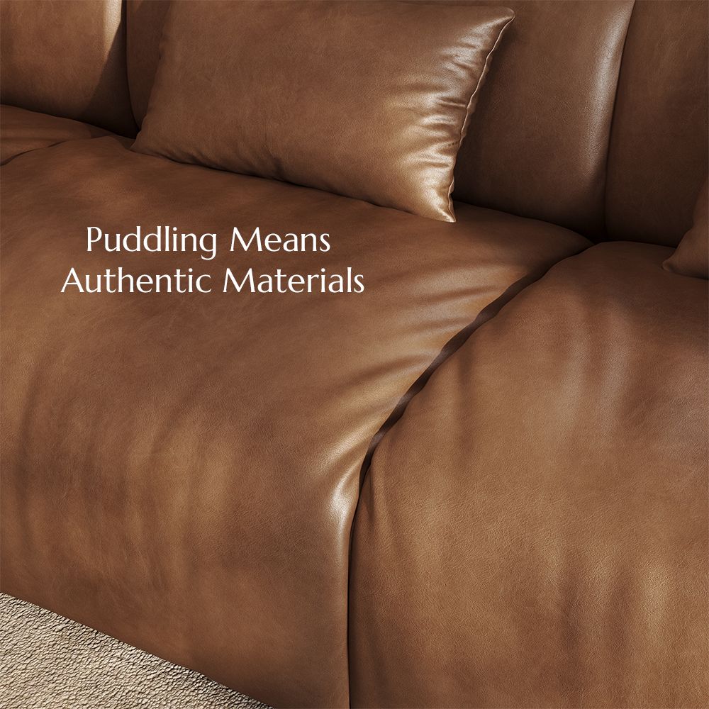 Home Theater Brown Leather Modular Sofas