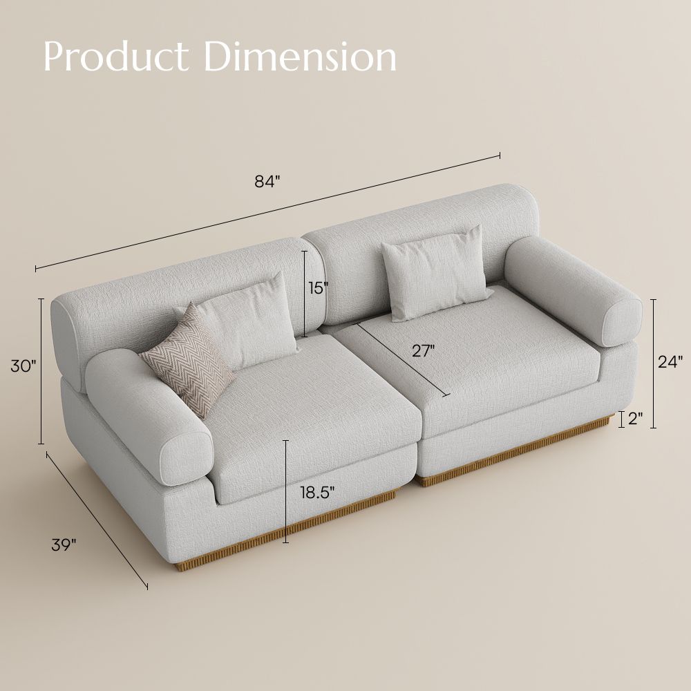2 Seaters Beige Chenille Modular Sofas