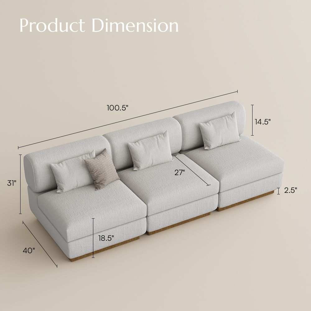 Beige Chenille Modular Sofas