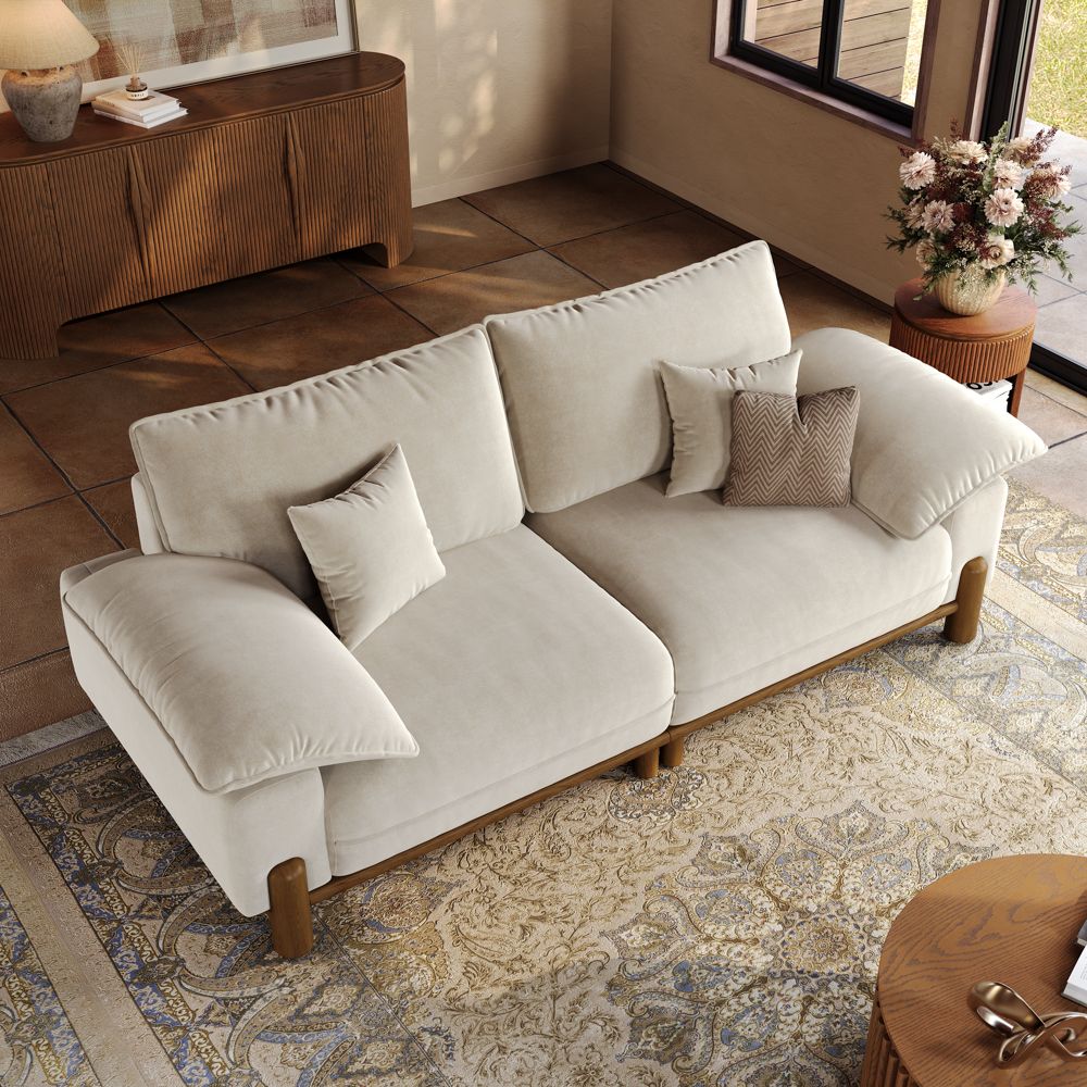 Beige Beige Fabric Modular Sofas
