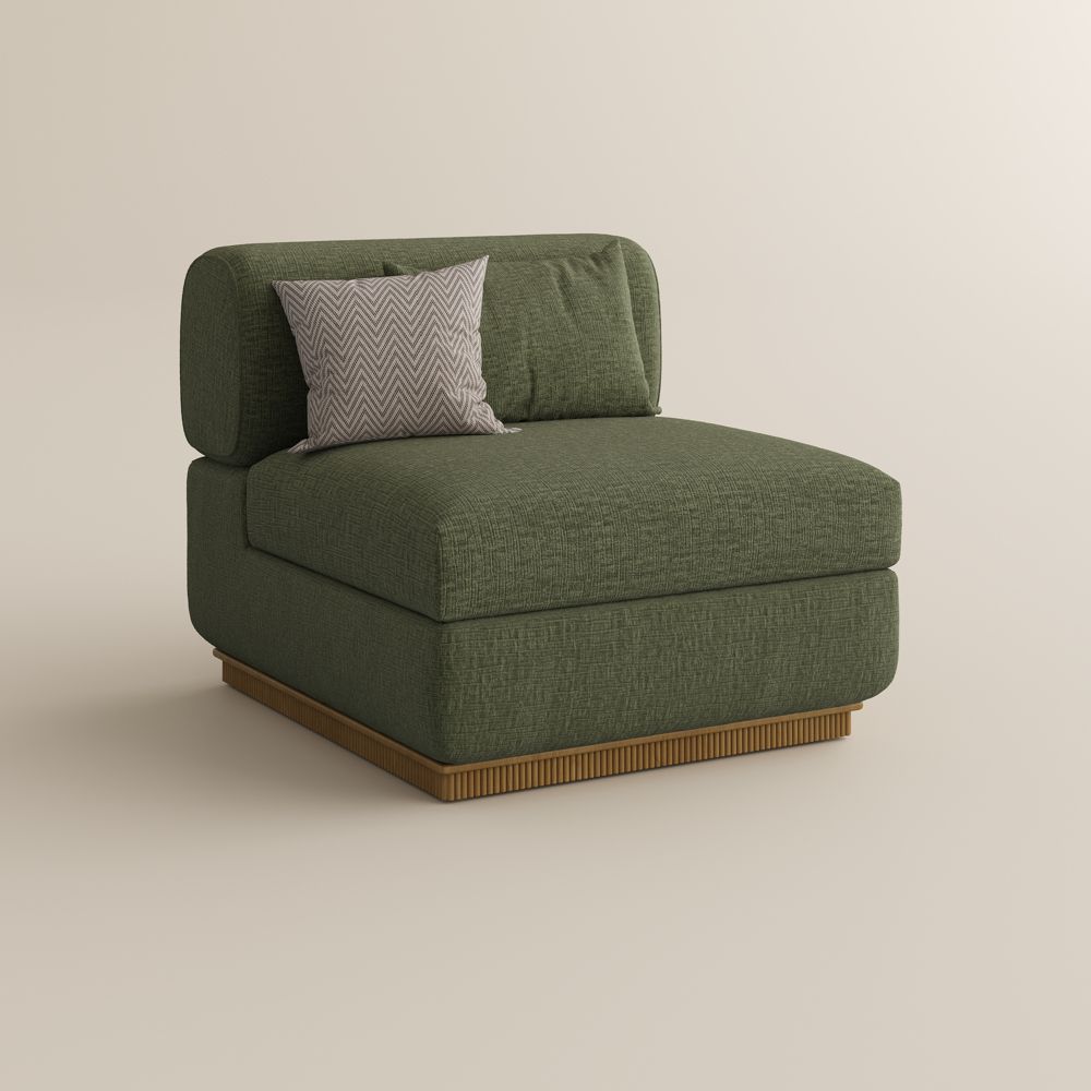 Comfortable Green Chenille Modular Sofas