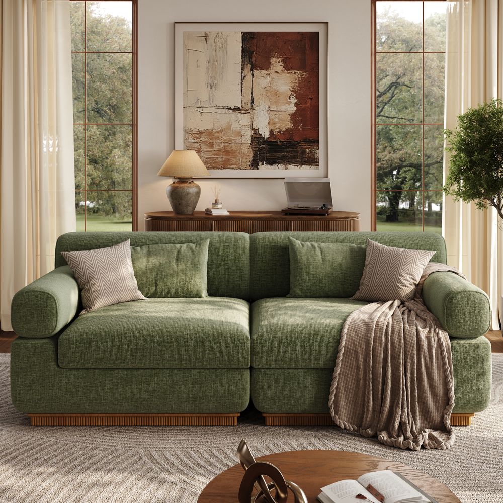 Green Chenille Modular Sofas