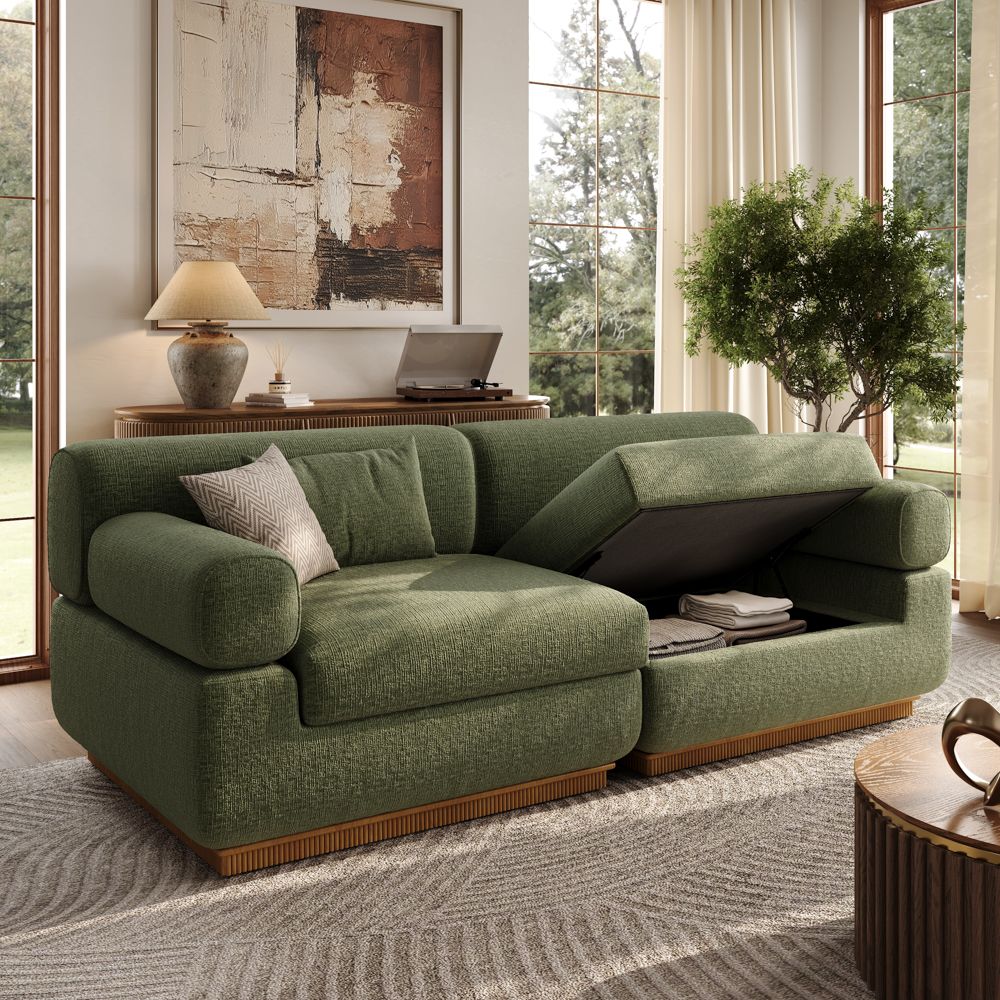 Green Chenille Modular Sofas