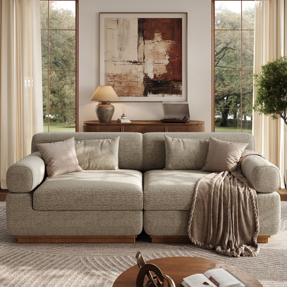 Khaki Chenille Modular Sofas