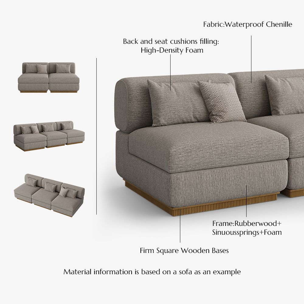Partial Assembly Required Khaki Chenille Modular Sofas
