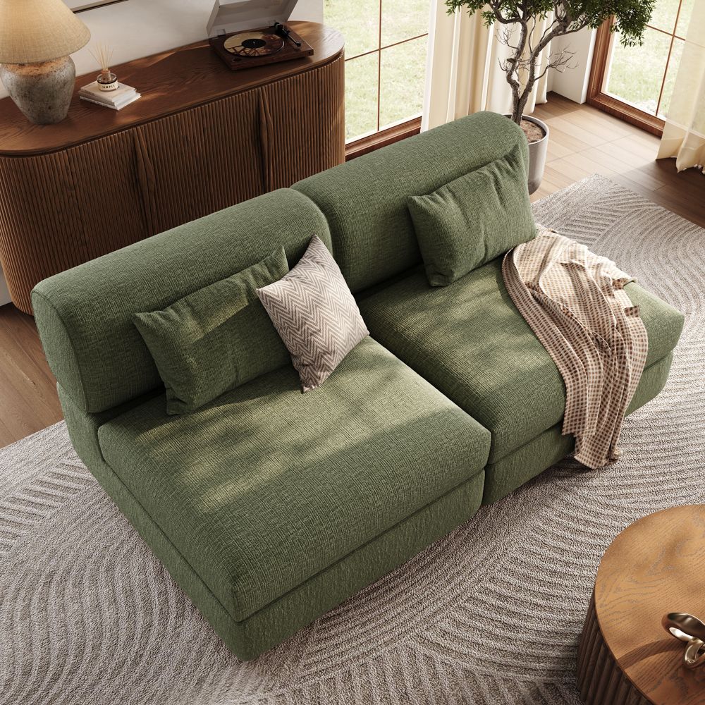 Green Chenille Modular Sofas
