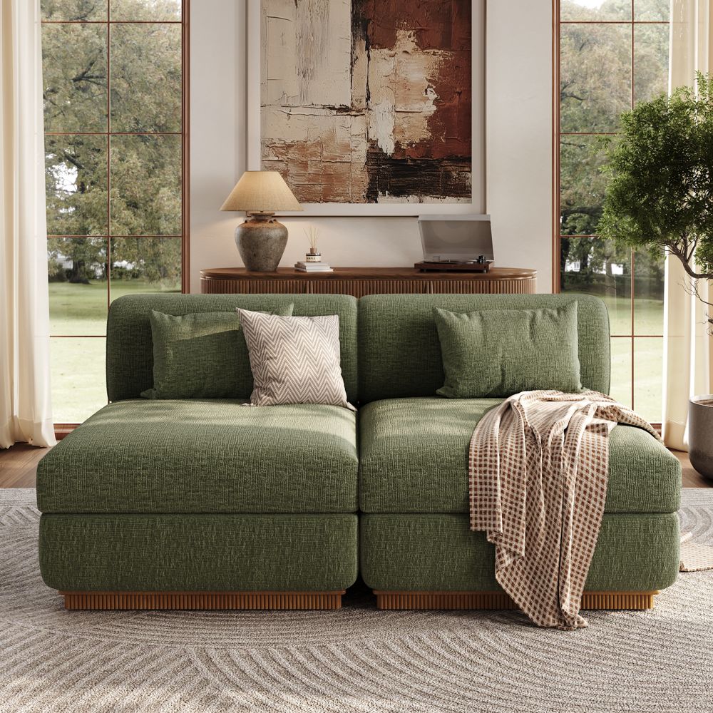 Green Chenille Modular Sofas