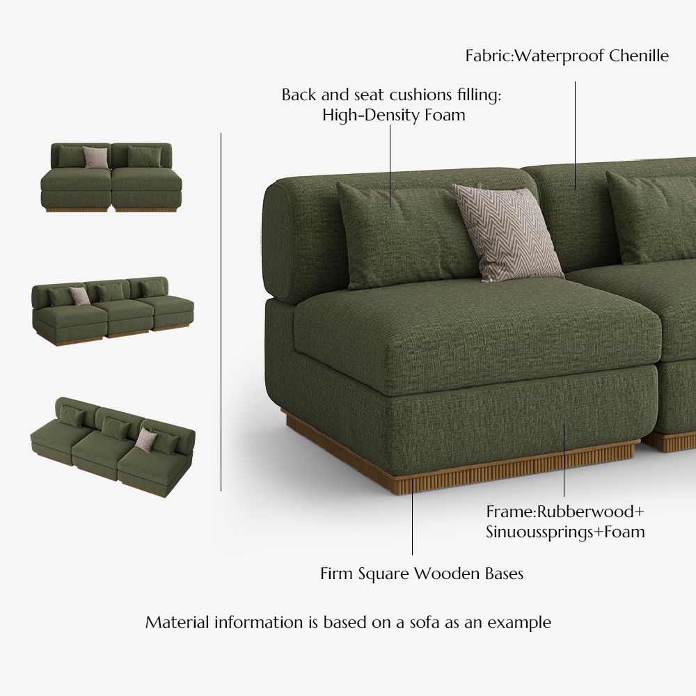 Apartment Green Chenille Modular Sofas