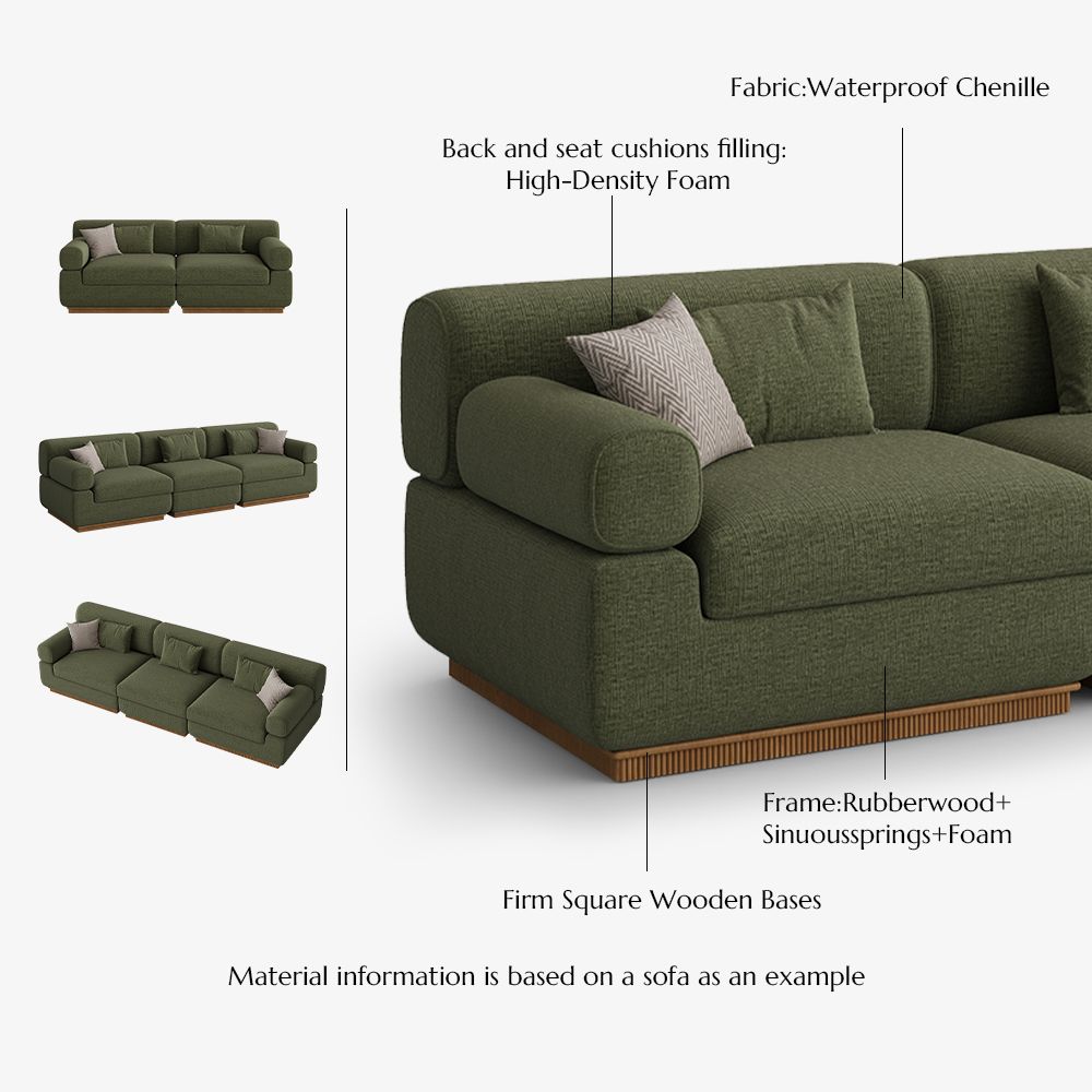 Sofas & Loveseats Green Chenille Modular Sofas