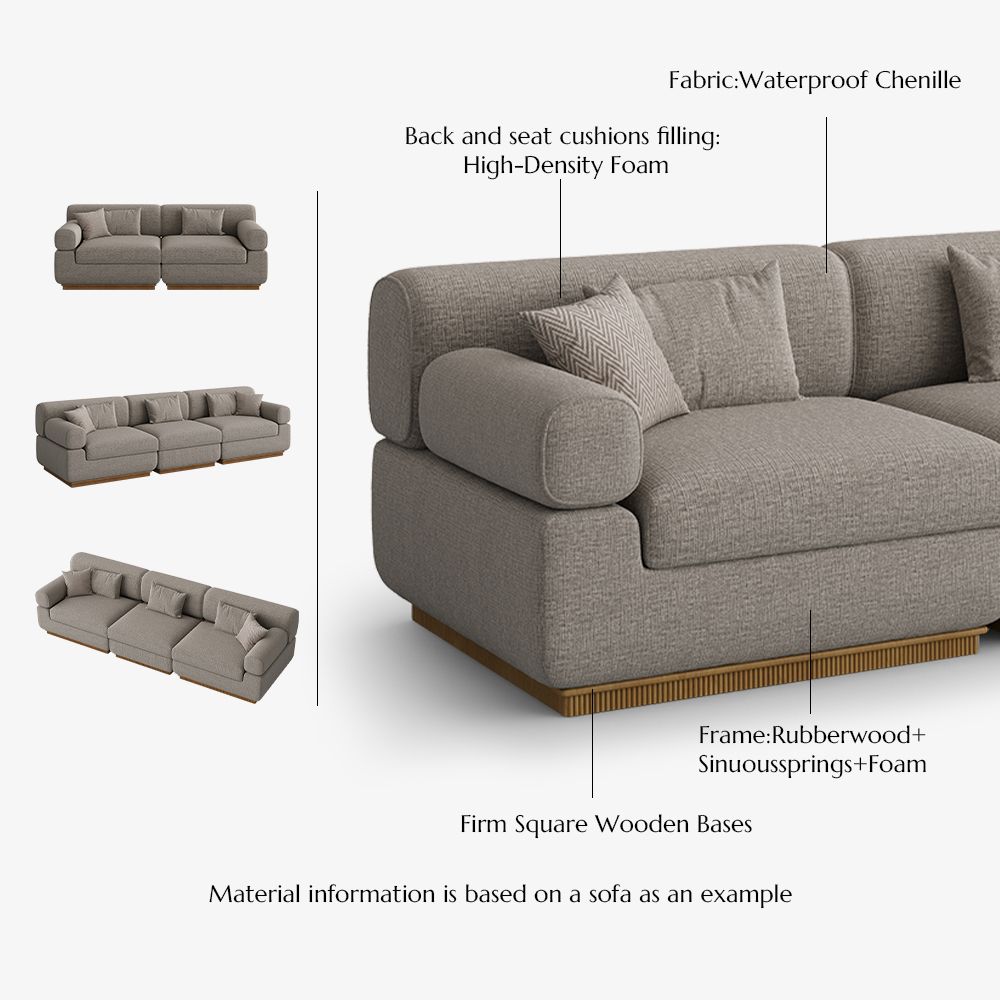 2-3 Seater Khaki Chenille Modular Sofas