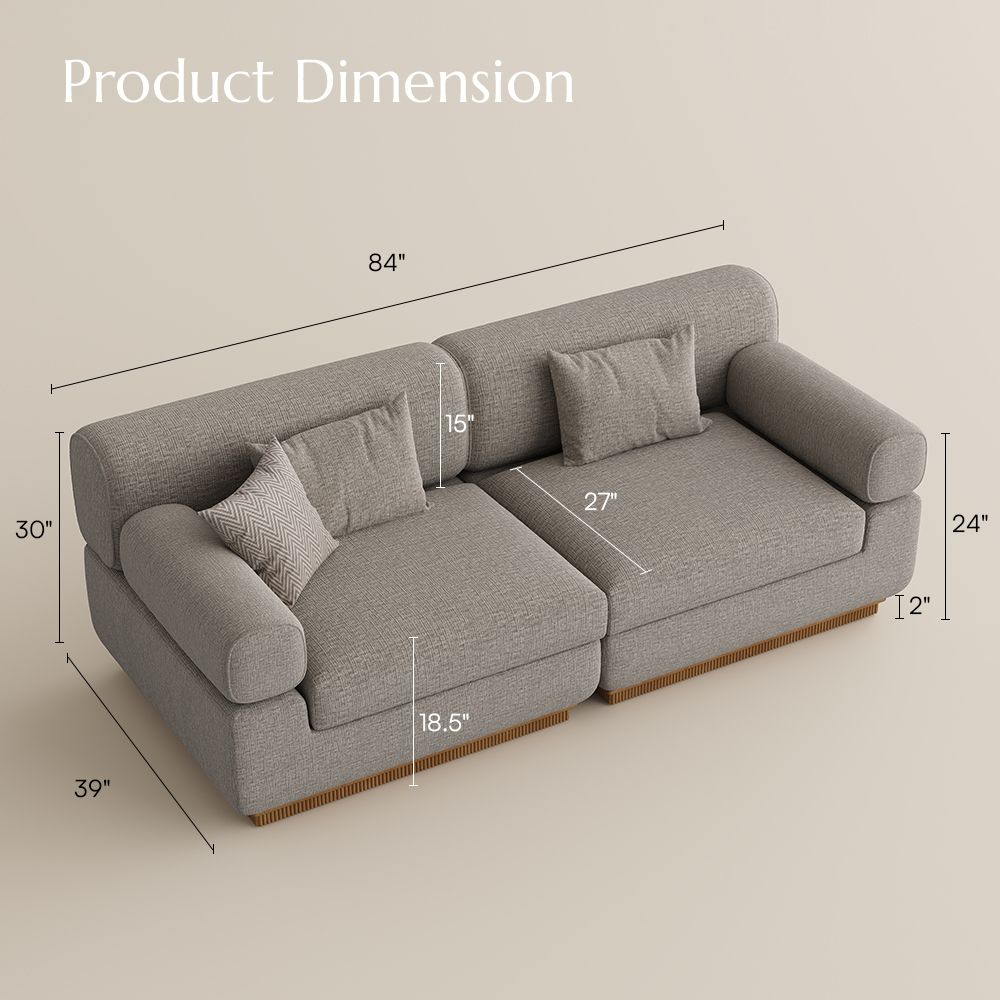 Comfortable Khaki Chenille Modular Sofas