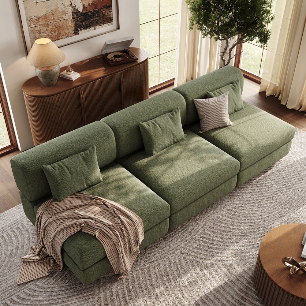 Green Chenille Modular Sofas
