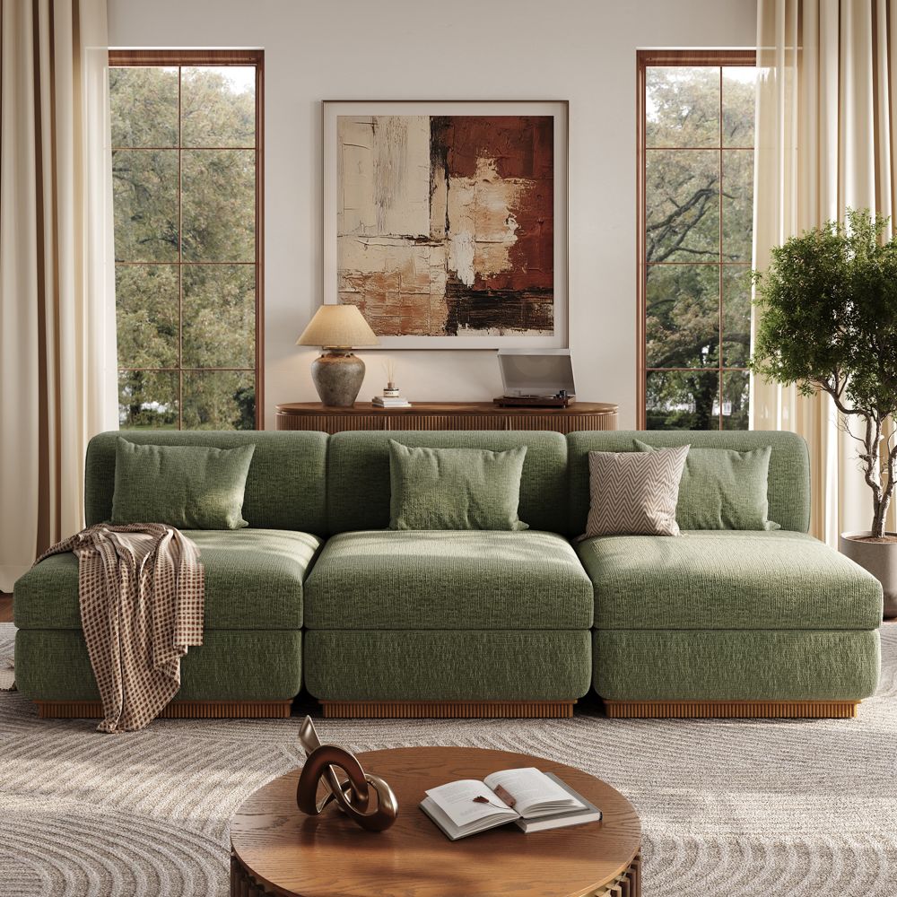 Green Chenille Modular Sofas