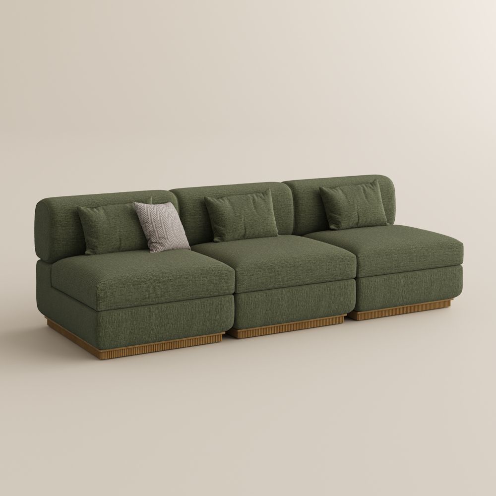 Green Chenille Modular Sofas