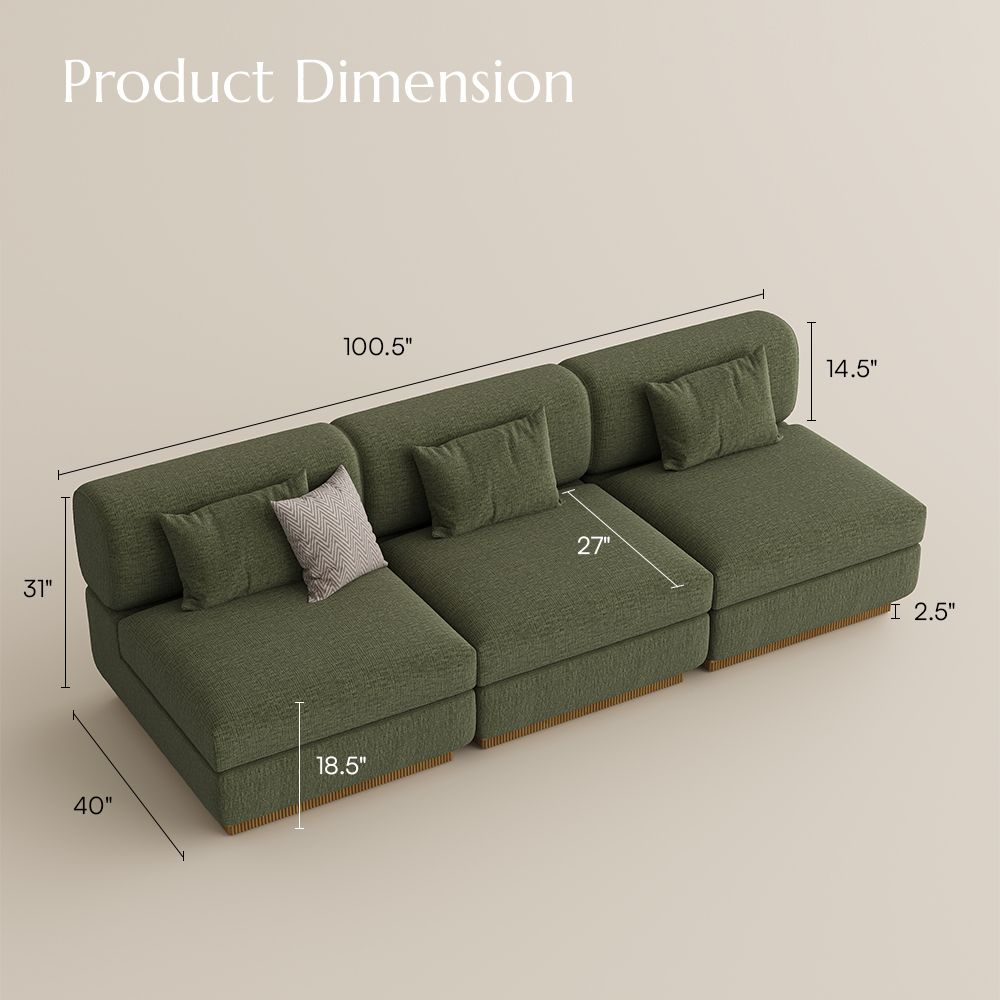Green Chenille Modular Sofas