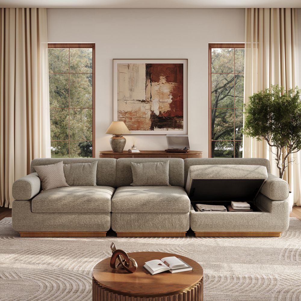 Khaki Chenille Modular Sofas