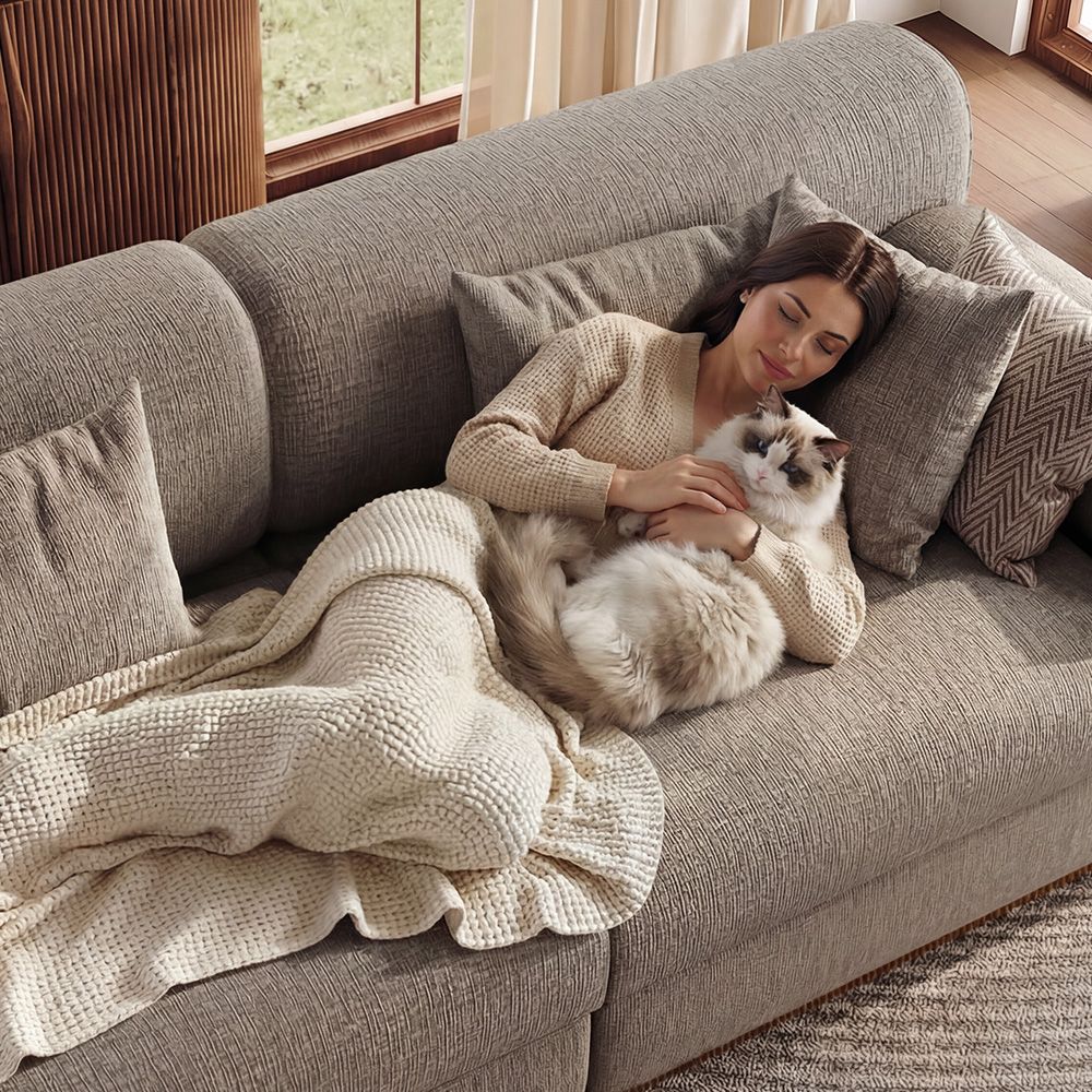 Apartment Khaki Chenille Modular Sofas