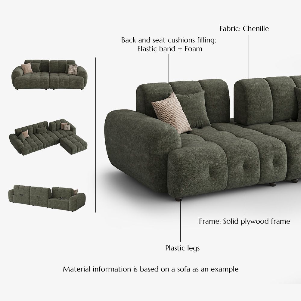 Green Chenille Modular Sofas