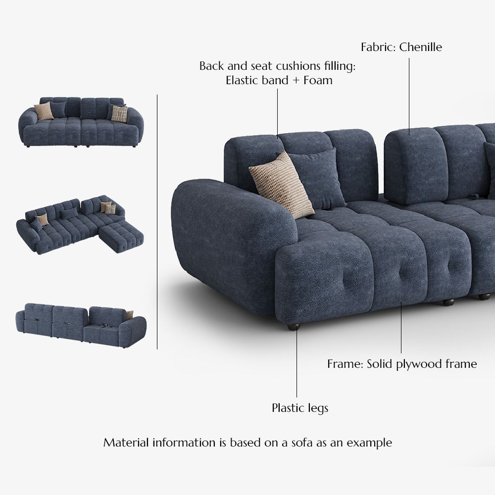 Blue Chenille Modular Sofas