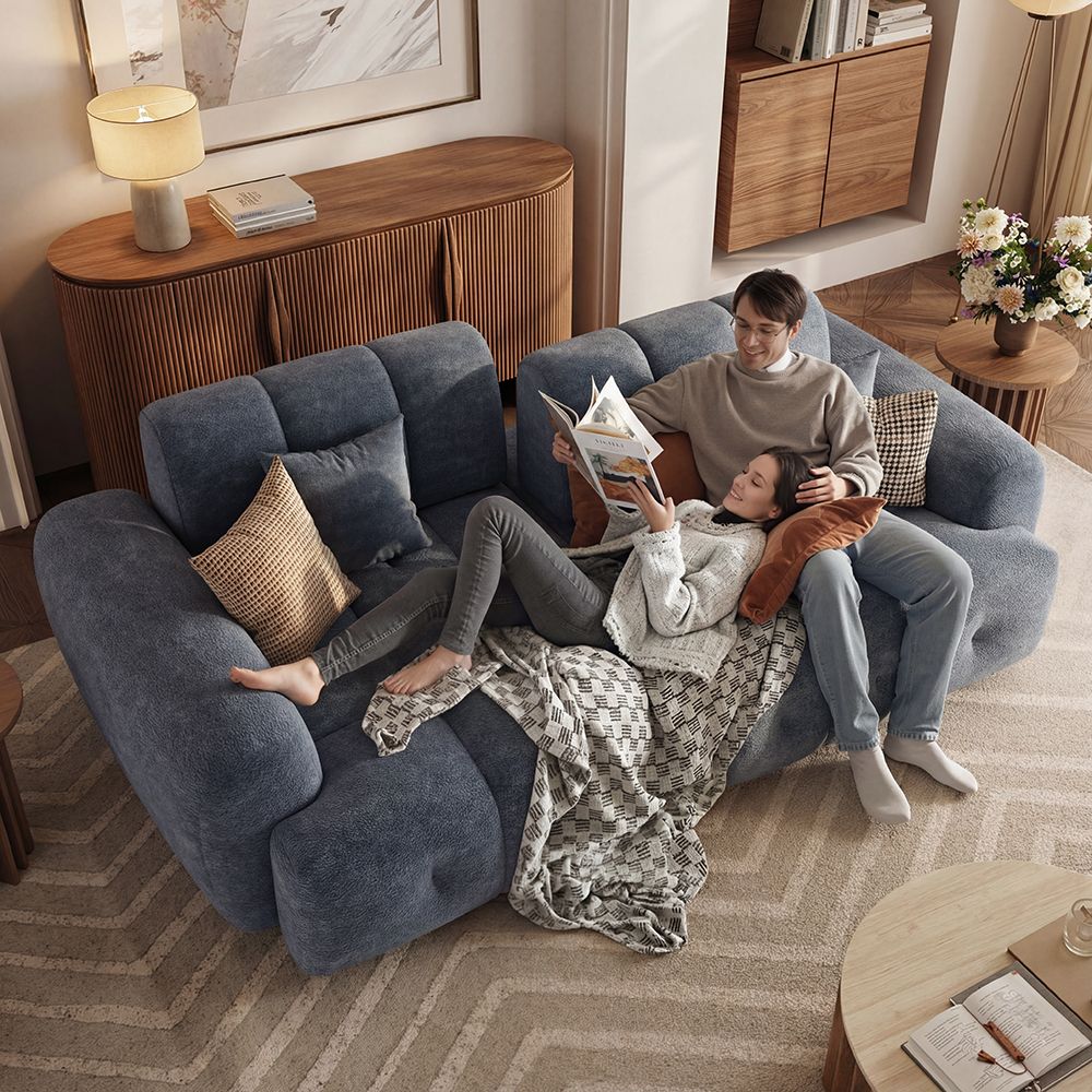 Blue Chenille Modular Sofas