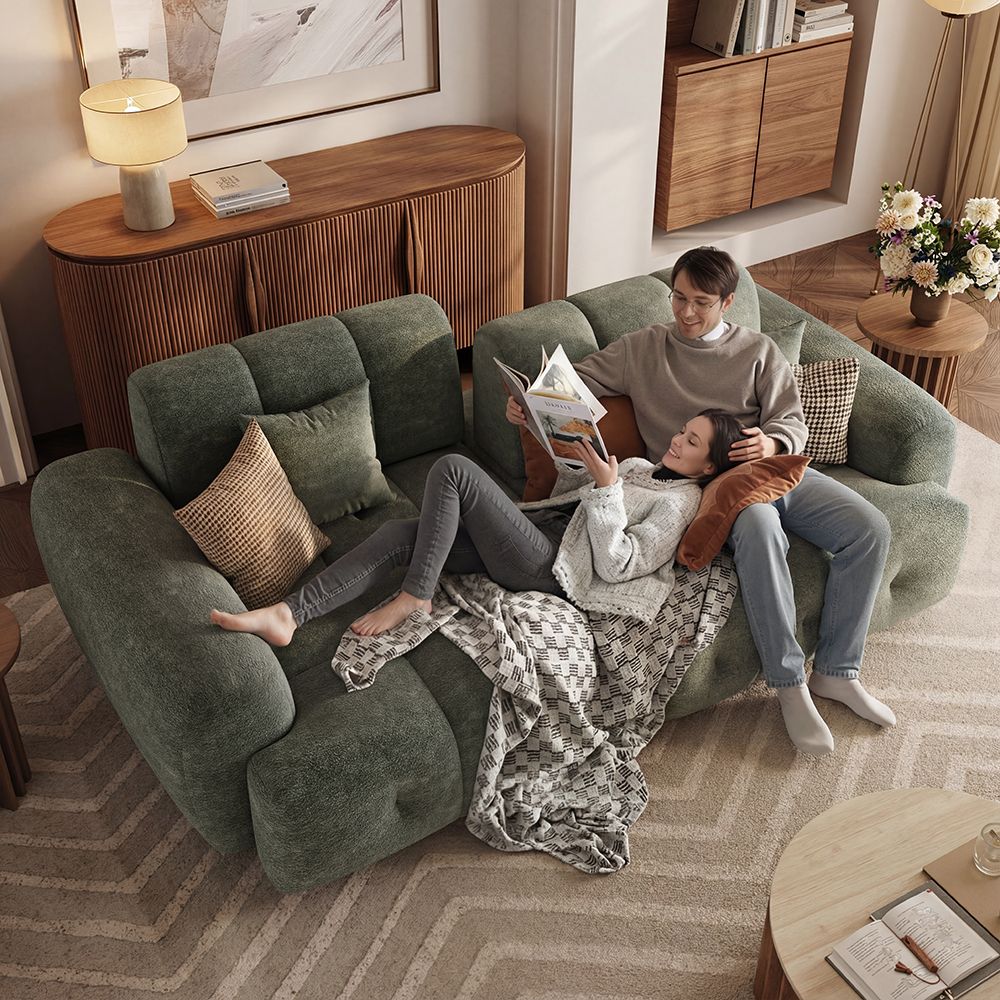 Chenille Green Chenille Modular Sofas