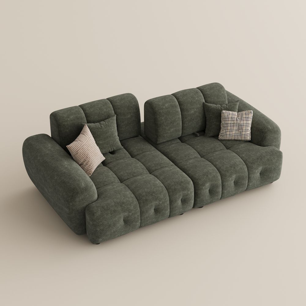 Home Theater Green Chenille Modular Sofas