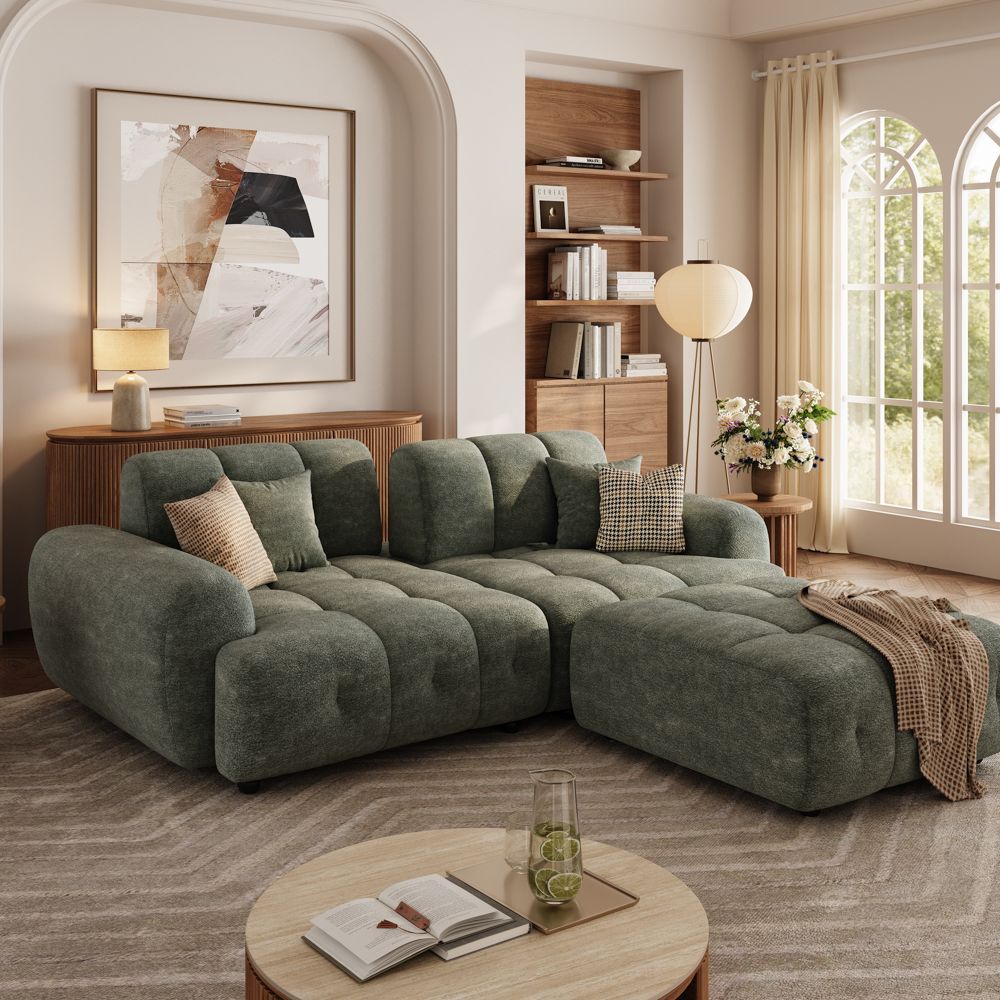 Green Chenille Modular Sofas