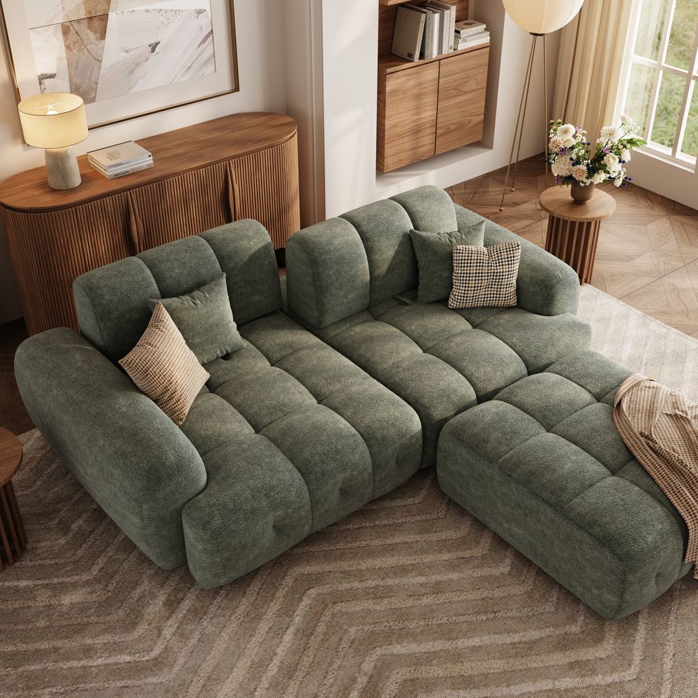 Medium Green Chenille Modular Sofas