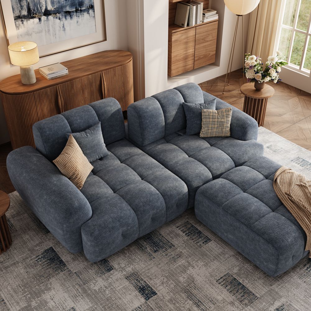 Blue Chenille Modular Sofas