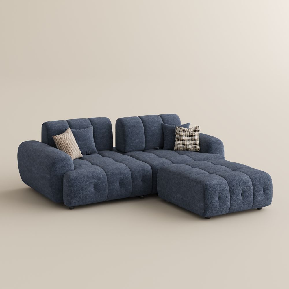Blue Chenille Modular Sofas