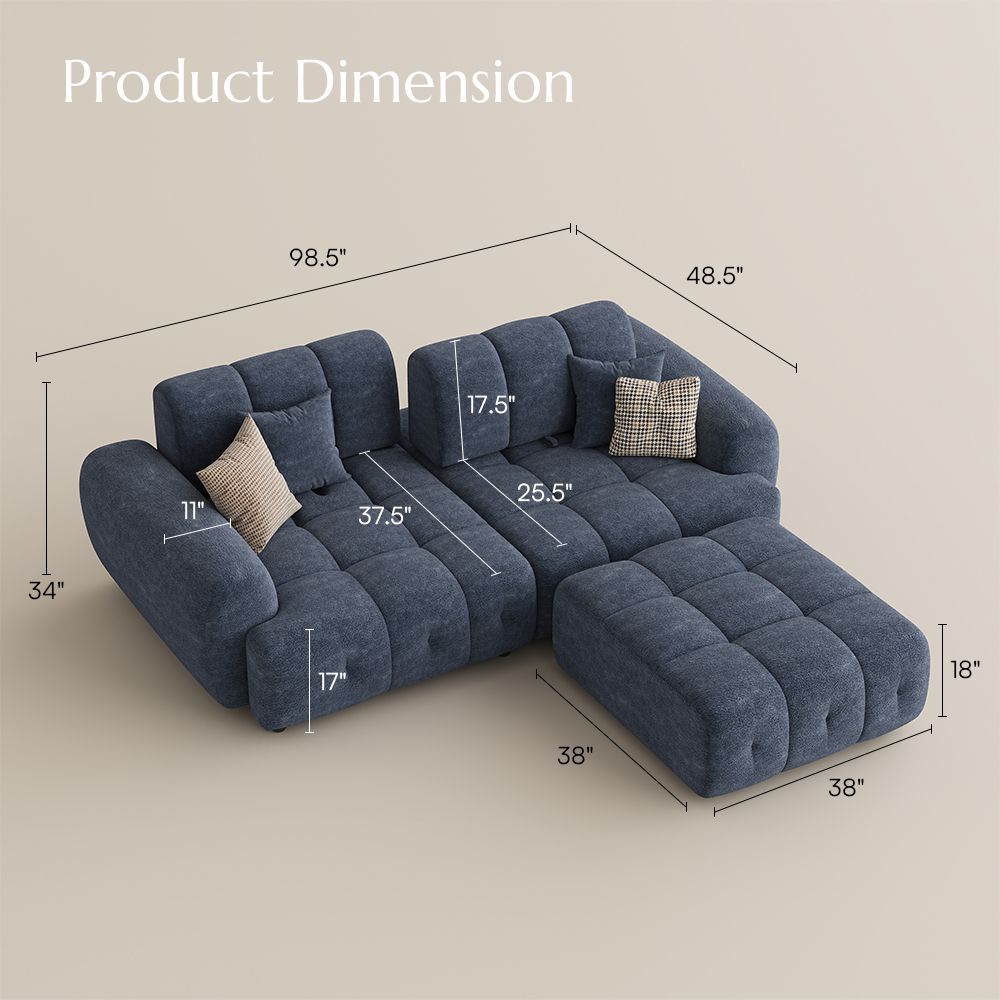 Blue Chenille Modular Sofas