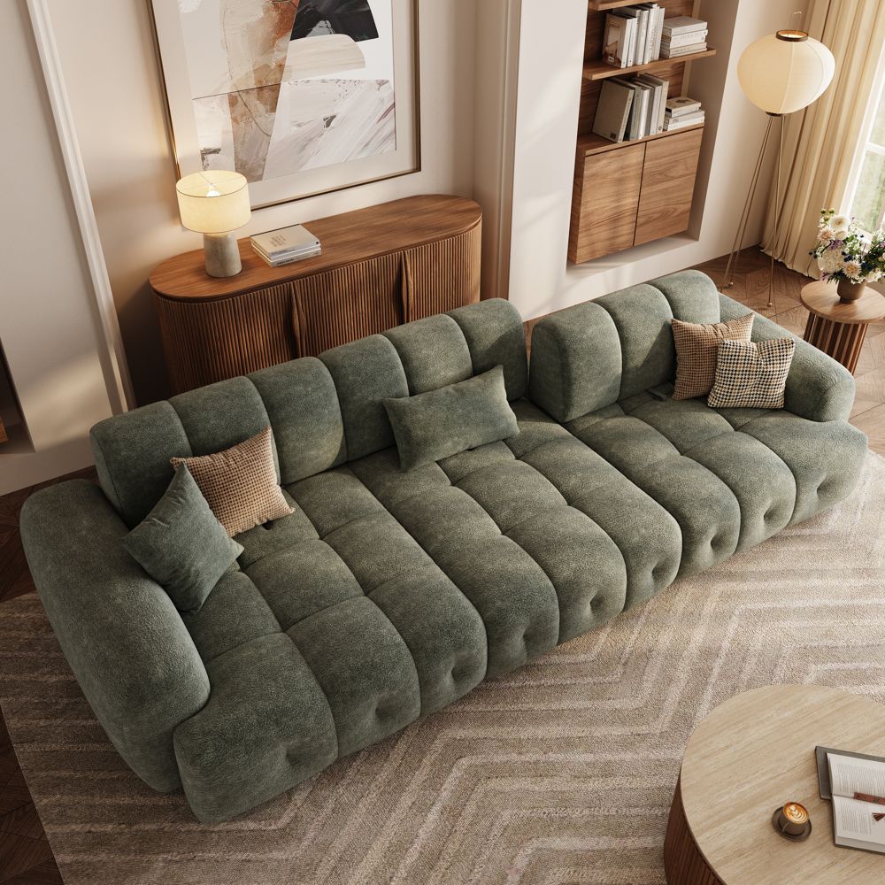 Home Theater Green Chenille Modular Sofas
