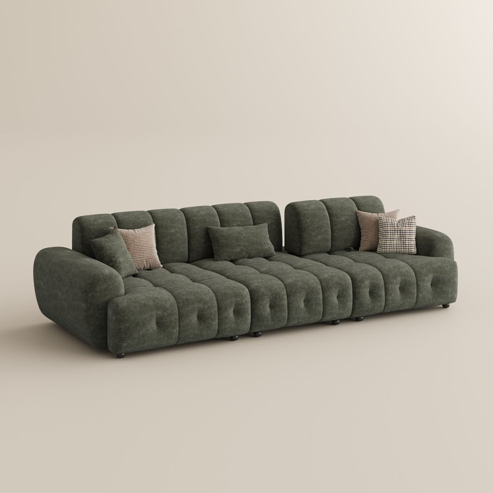 Soft Green Chenille Modular Sofas