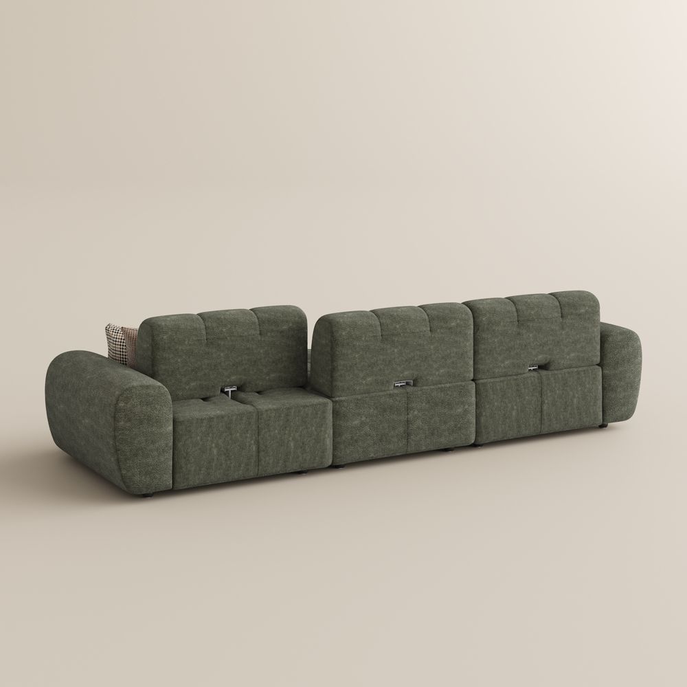 Modern Green Chenille Modular Sofas