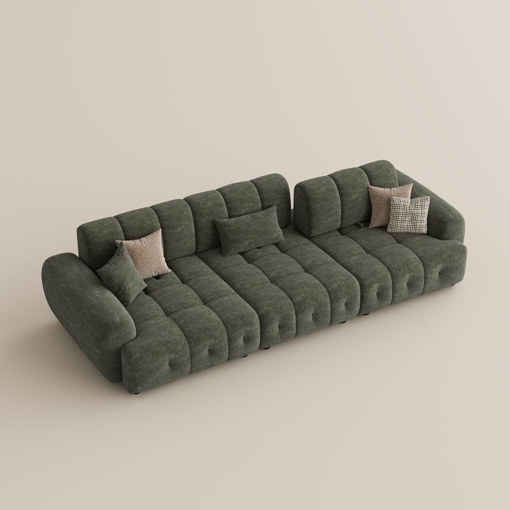 Living Room Green Chenille Modular Sofas