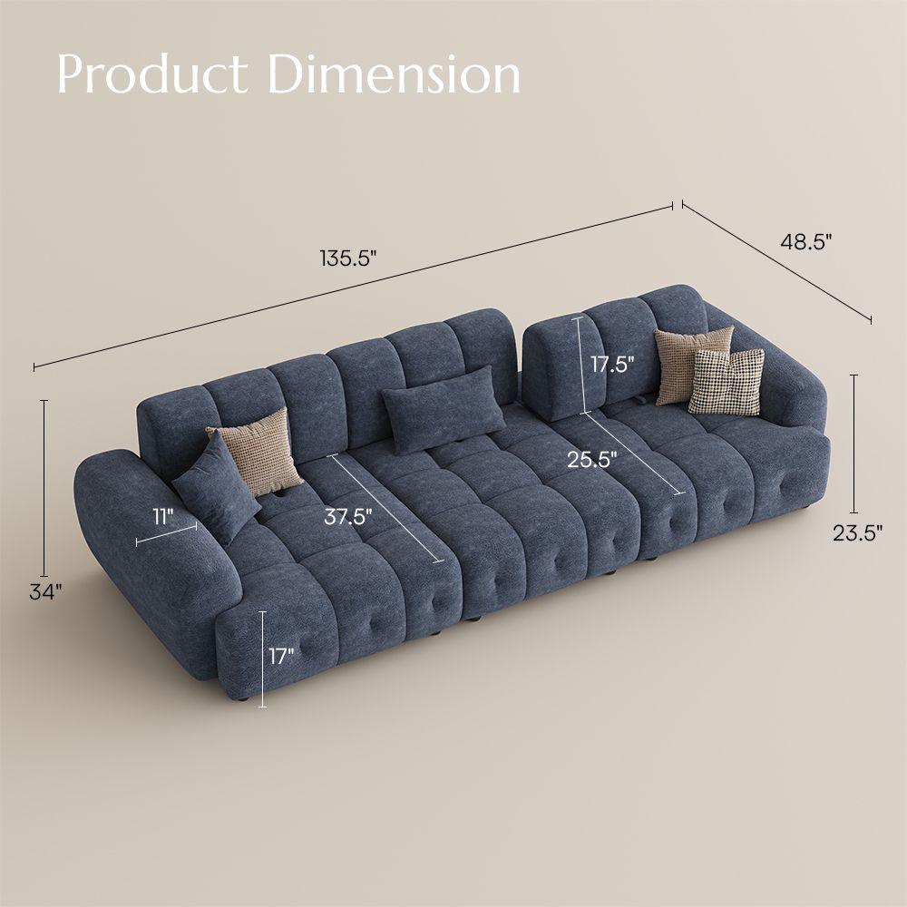Blue Chenille Modular Sofas