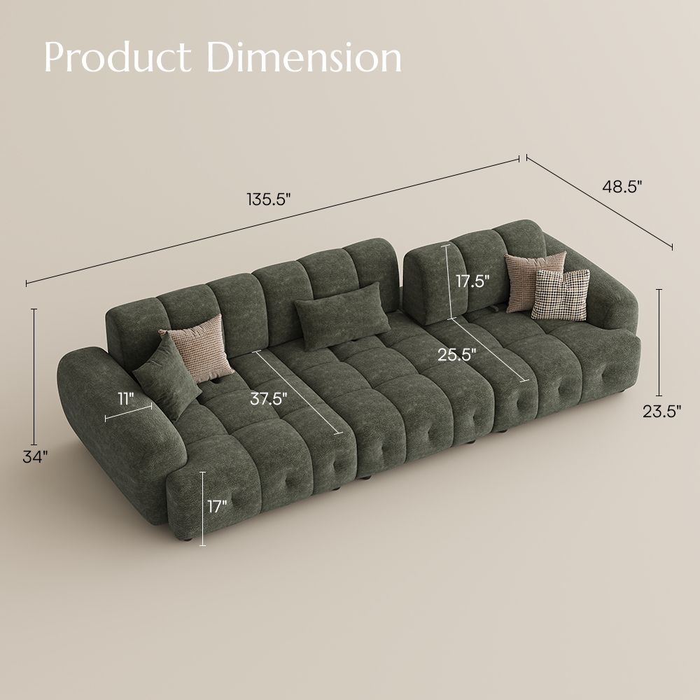 Modern Green Chenille Modular Sofas