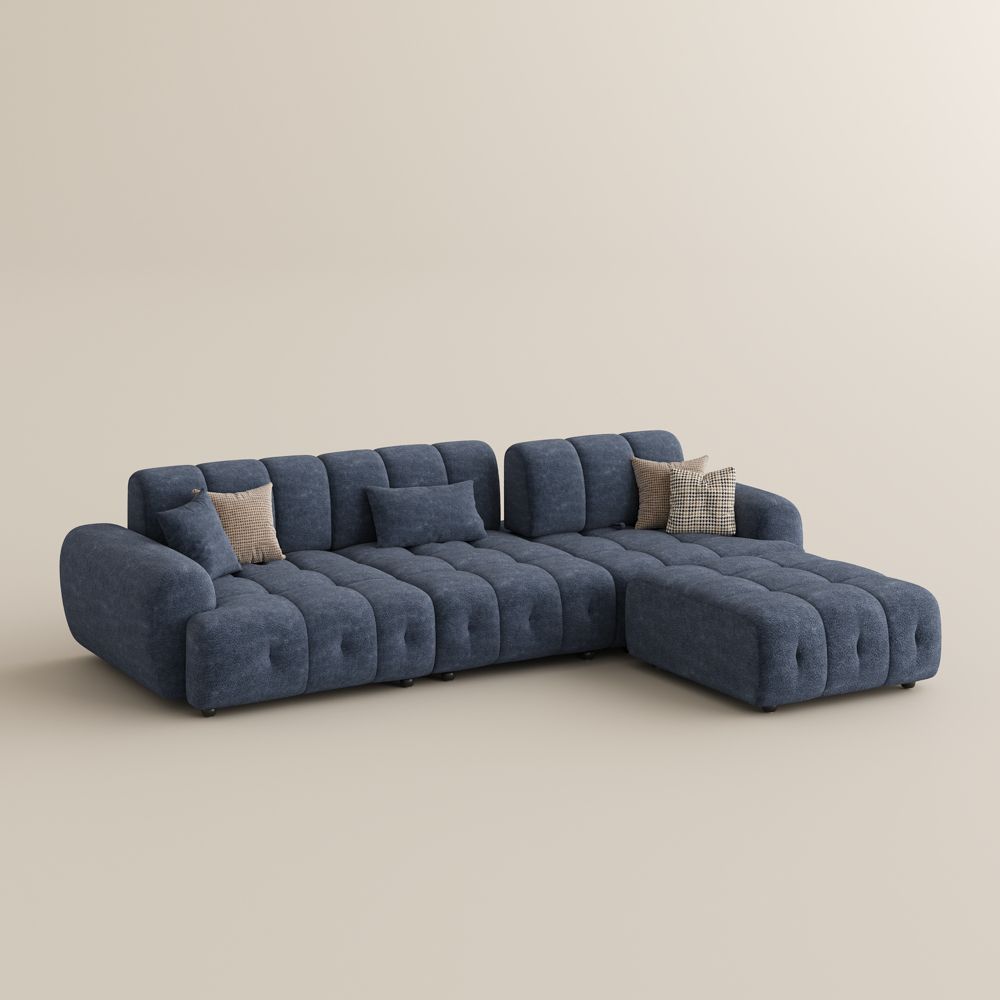 Blue Chenille Modular Sofas