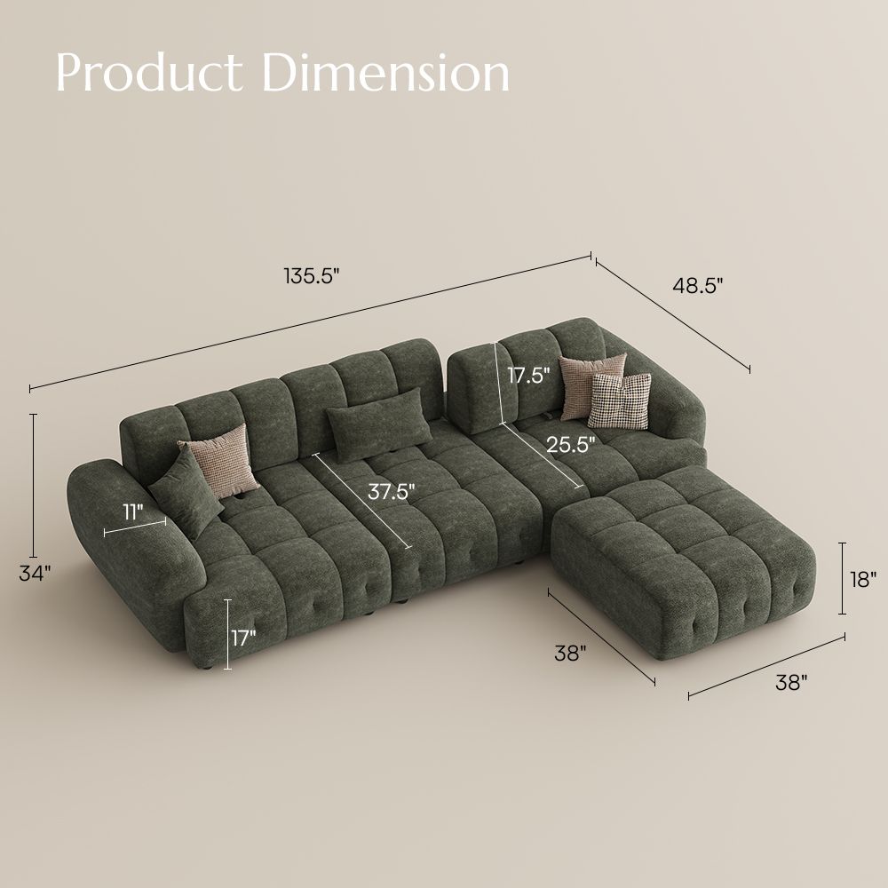 Green Chenille Modular Sofas