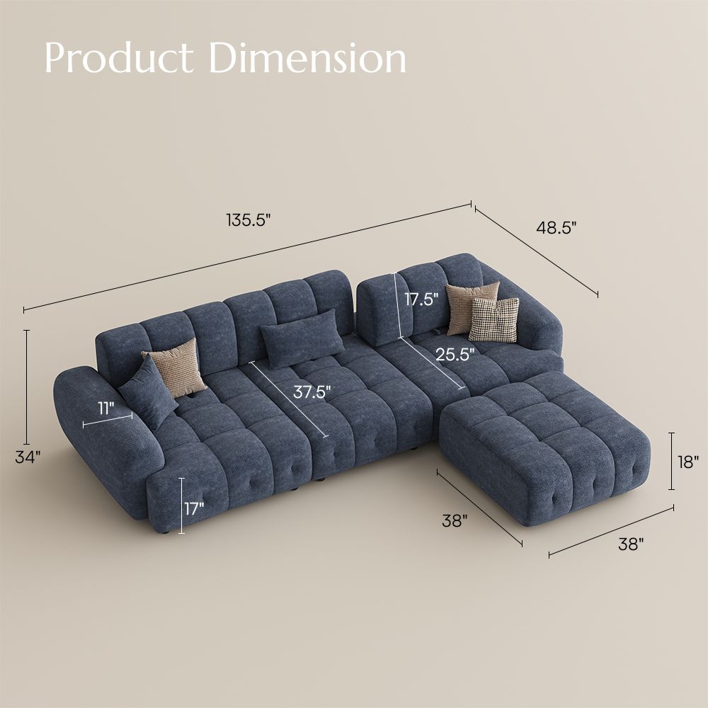 Blue Chenille Modular Sofas